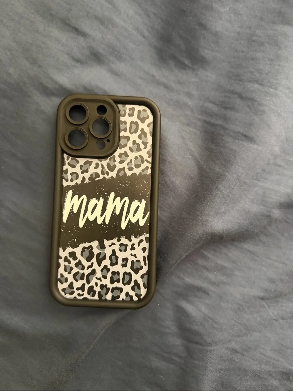 Mama Leopard Print Phone Case - Black/White